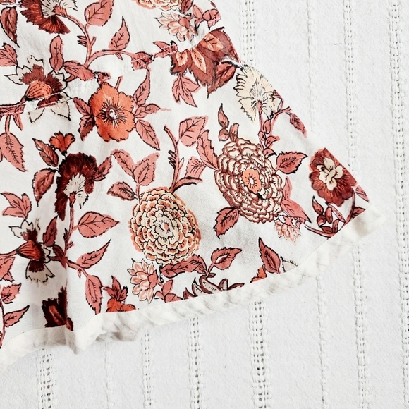 Free People Oh Baby Floral Mini Dress Swing Fully Lined White Cotton Smocked XS - Picture 12 of 16